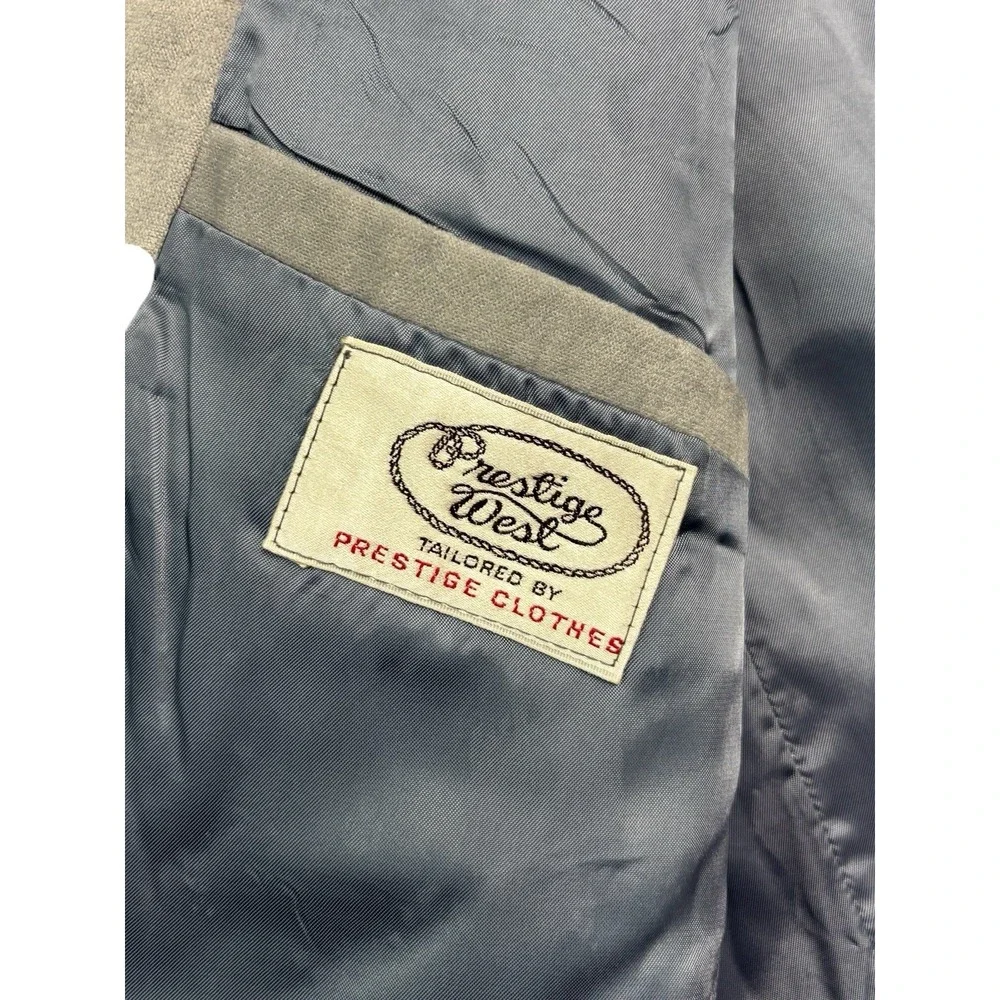 vtg Prestige West 42R Gray Western Blazer Jacket Sport Suit Coat‎ Moleskin USA